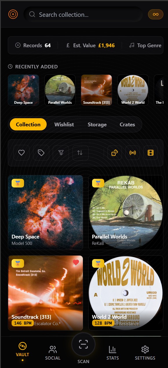 Wax Vault app screen 1